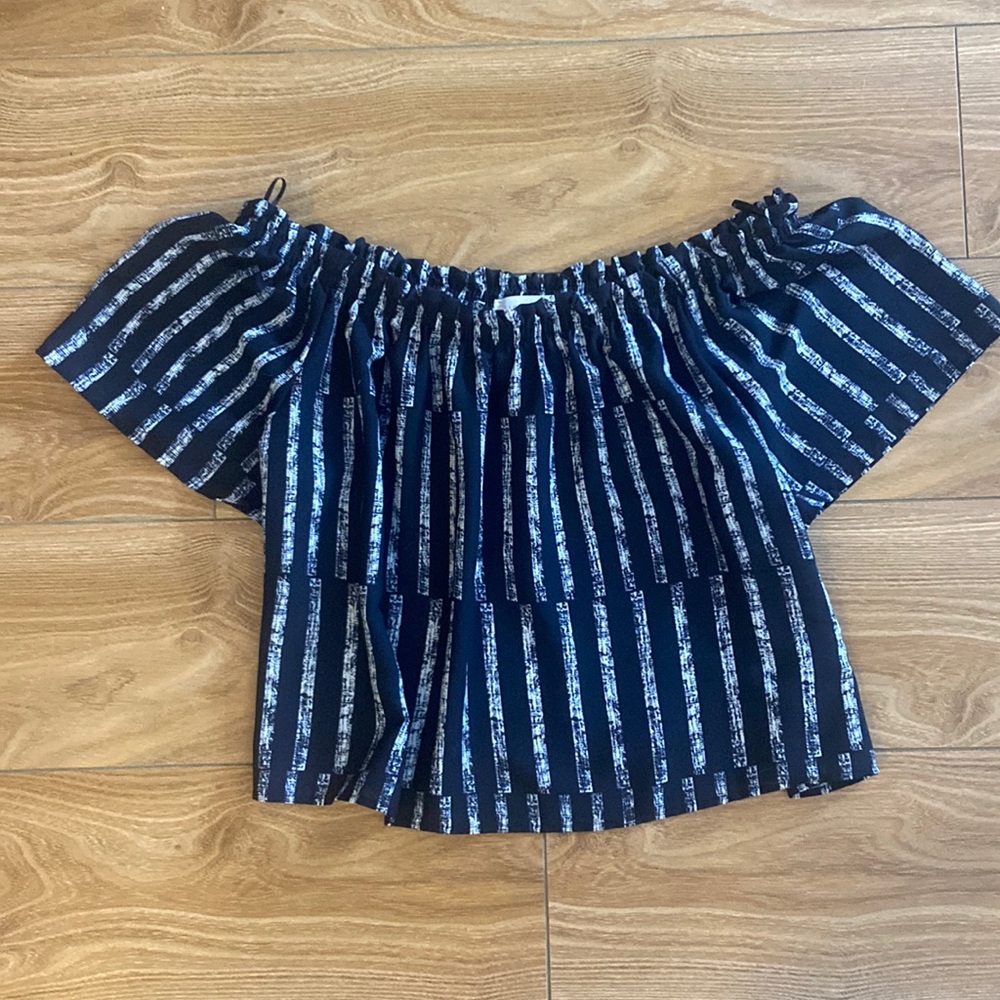 Eight sixty blue striped off shoulder top